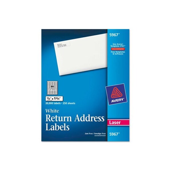 Avery Avery Return Address Labels, 1/2 x 1-3/4, White, 20000/Box 5967 - main
